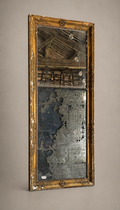 Large Antique French Mercury Mirror with Original Gilt Frame – 19th Century