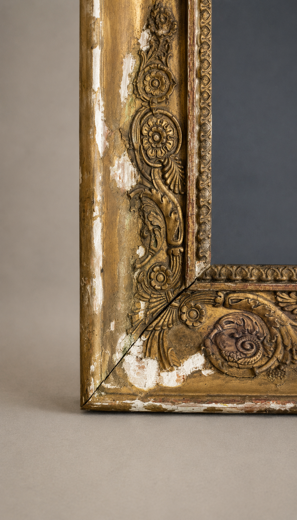 Large Antique French Mercury Mirror with Original Gilt Frame – 19th Century