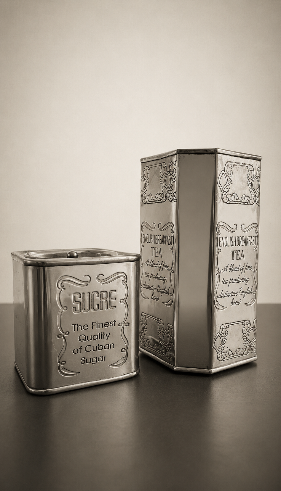 Vintage Metal Tea & Sugar Canister Set